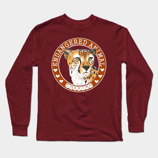 African cheetah, endangered animal in the world Long Sleeve T-Shirt by The world through children's eyes